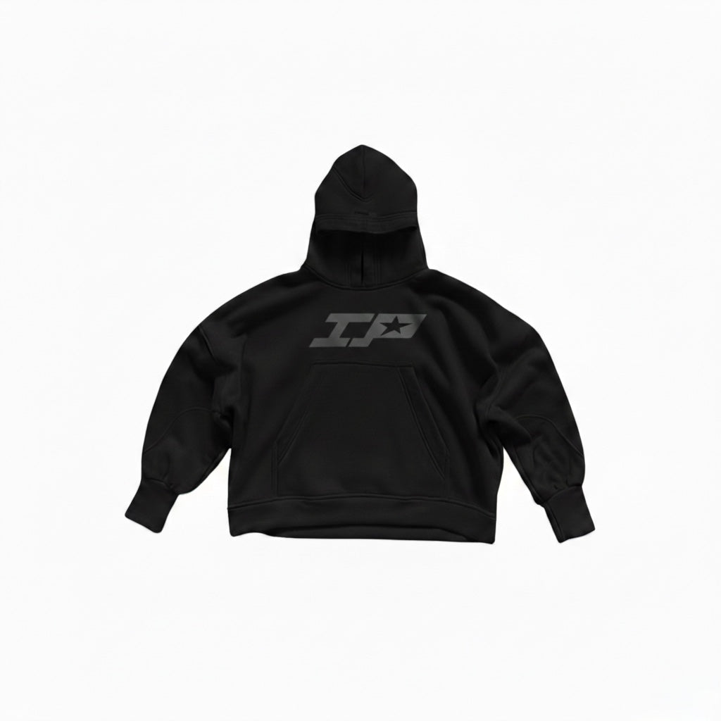 Semi cropped Hoodie negro IP V3 UNRELEASED