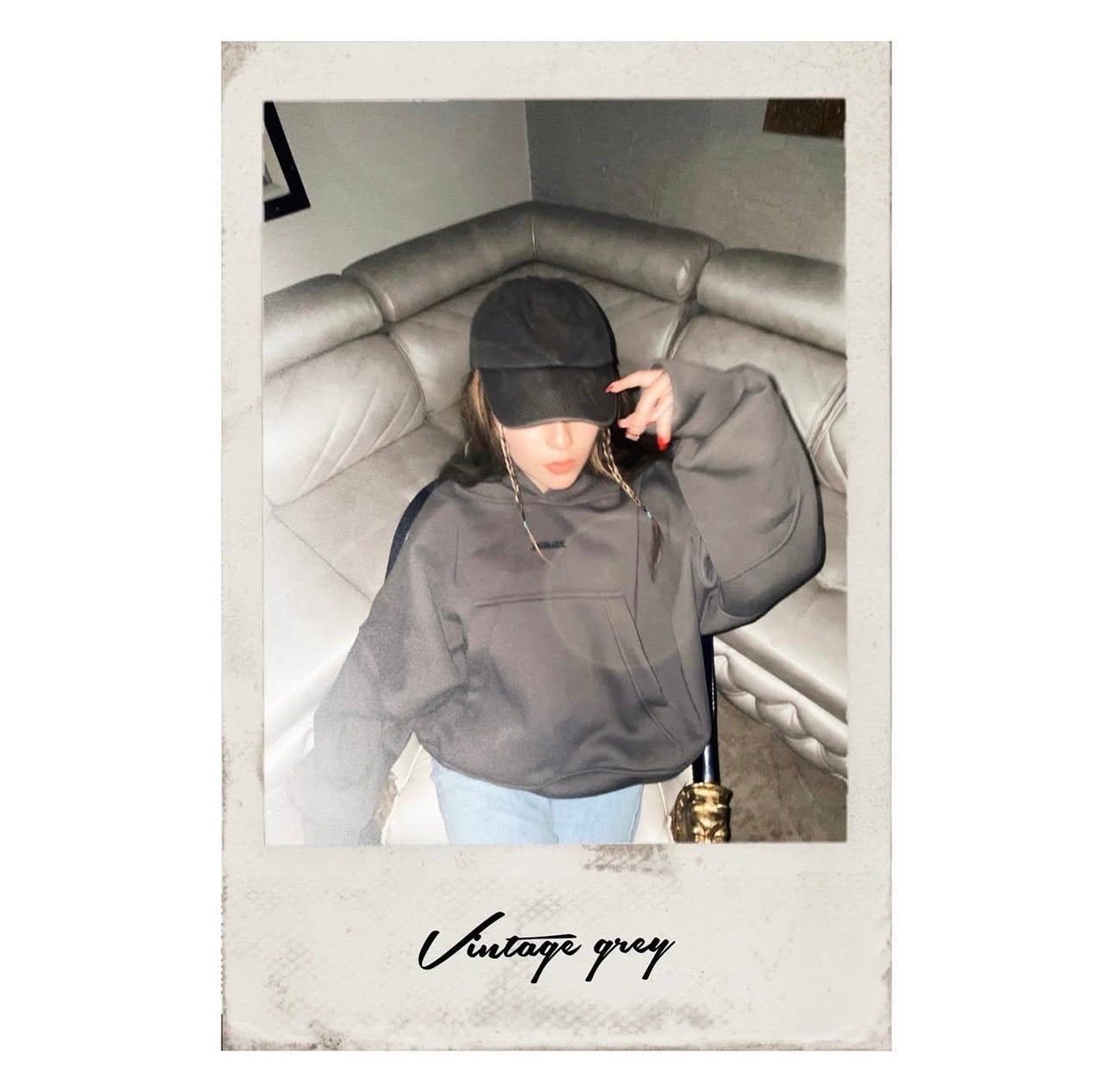 Cropped dark grey hoodie
