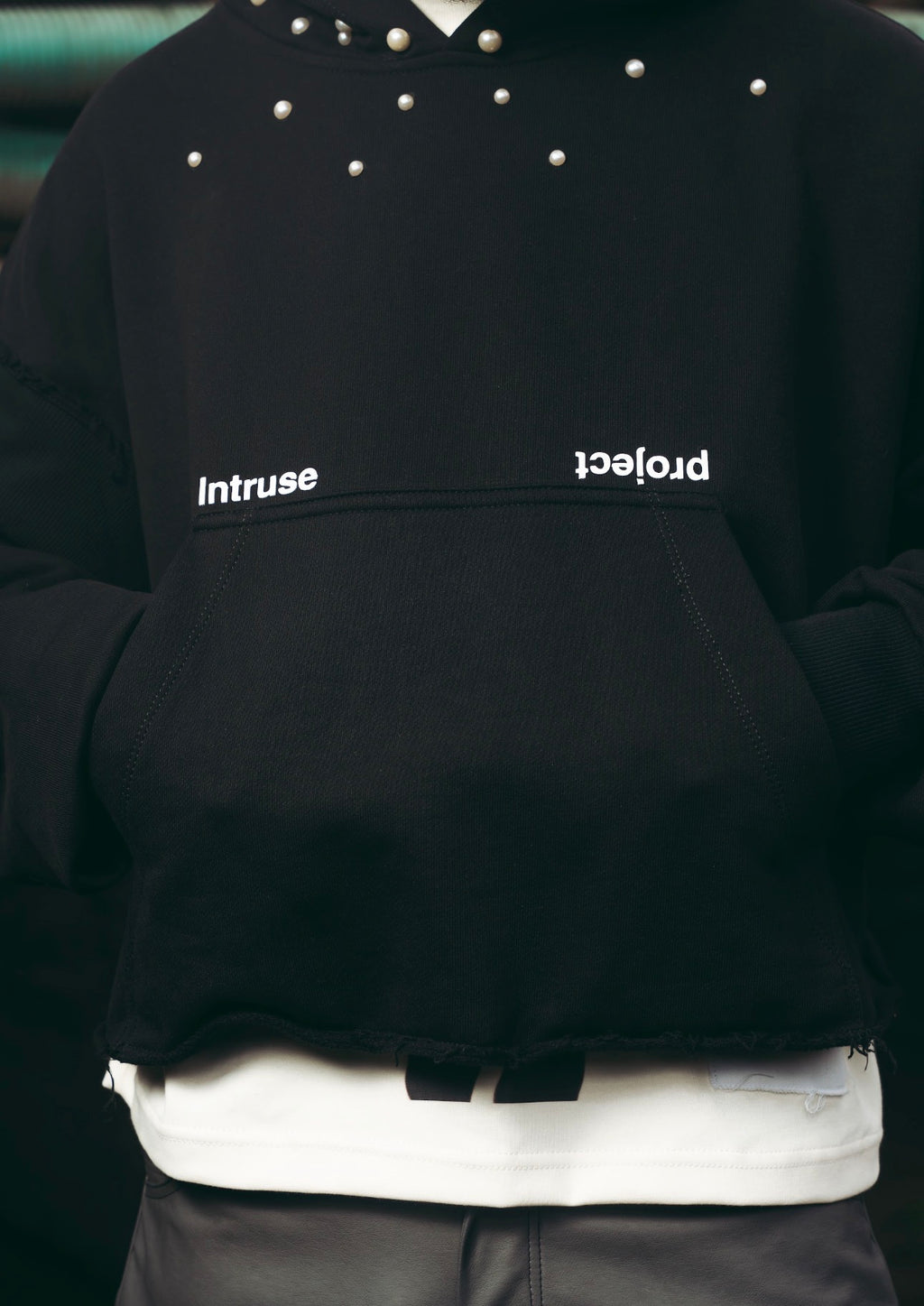 Perlas hoodie negro