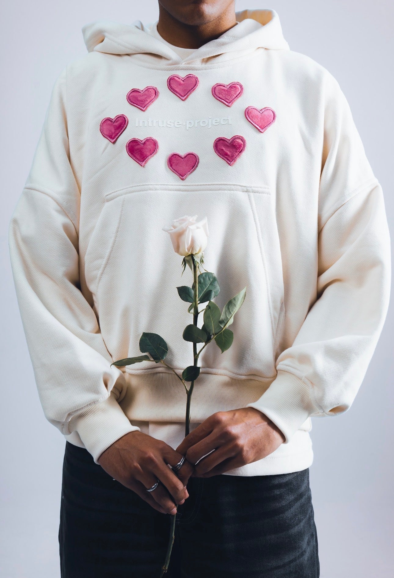 Multi hearts boxy hoodie