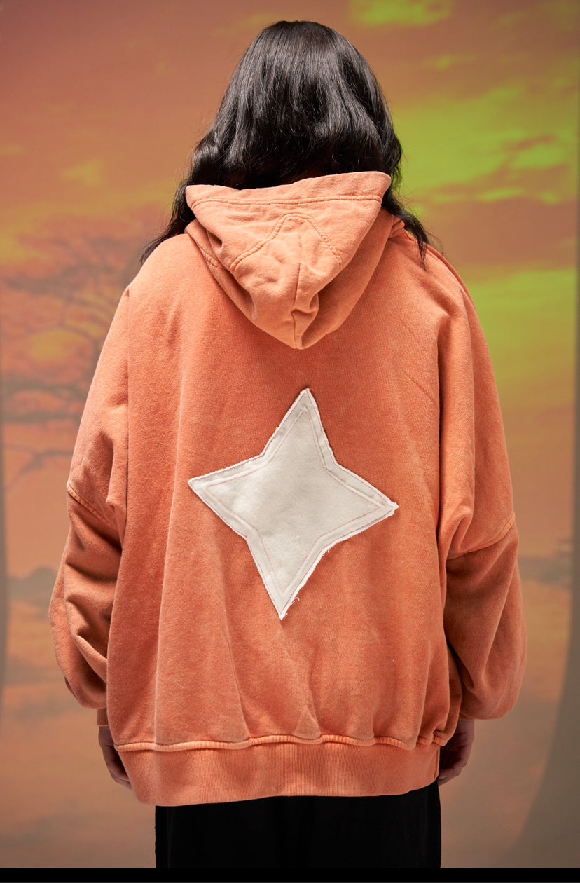 Superstar orange washed hoodie semi crop