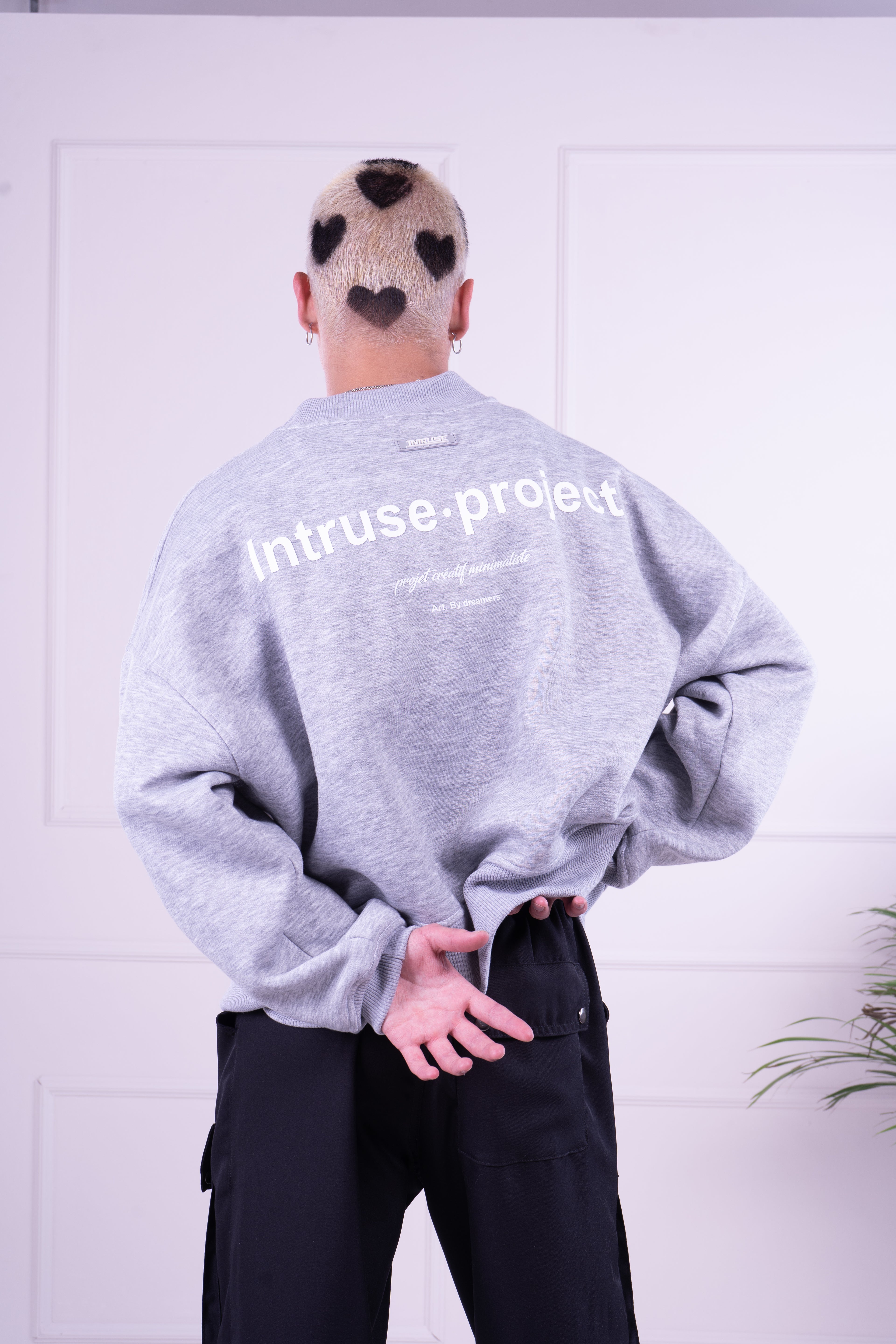 Cropped crewneck gris