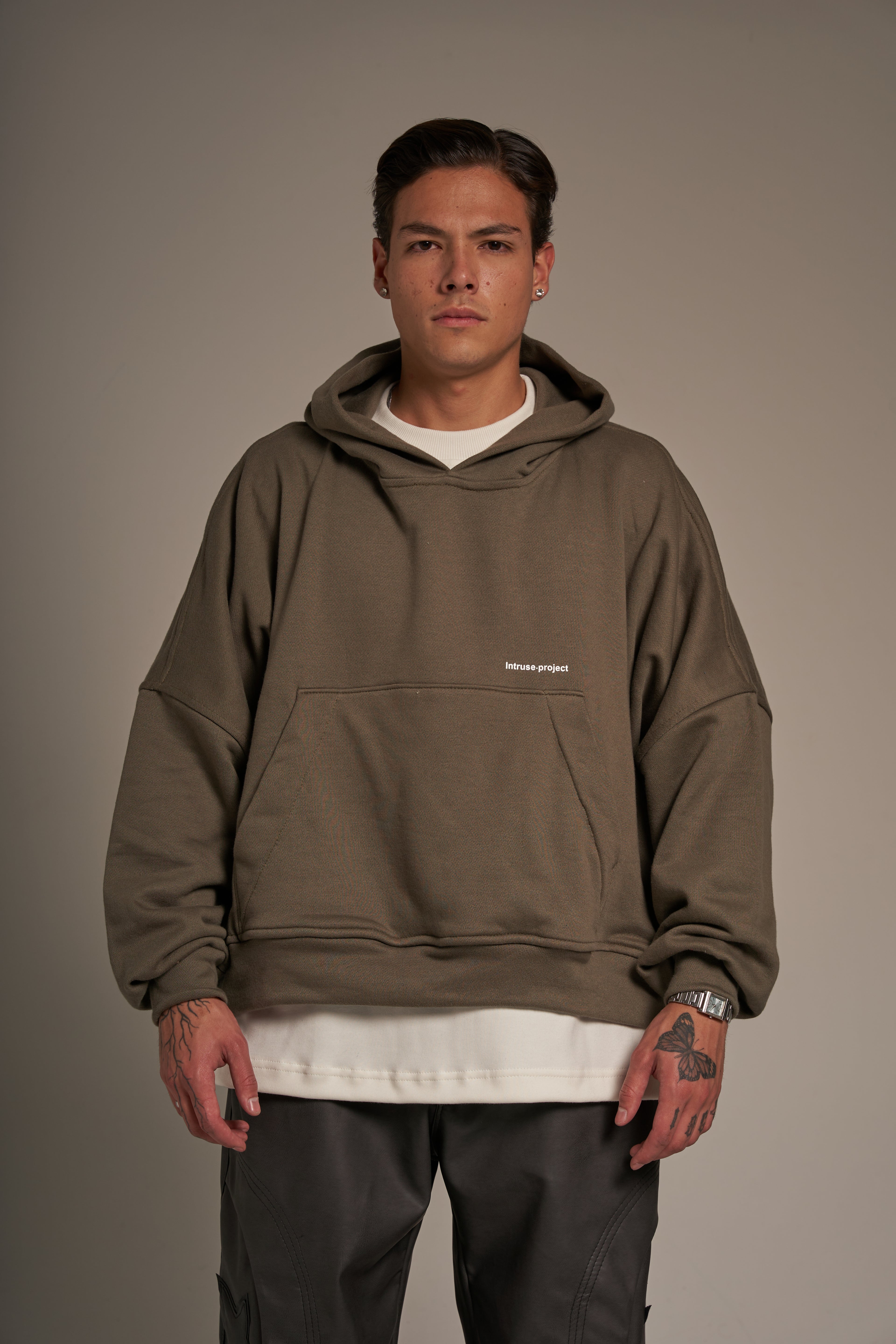 Oversize cropped hoodie V2 verde militar