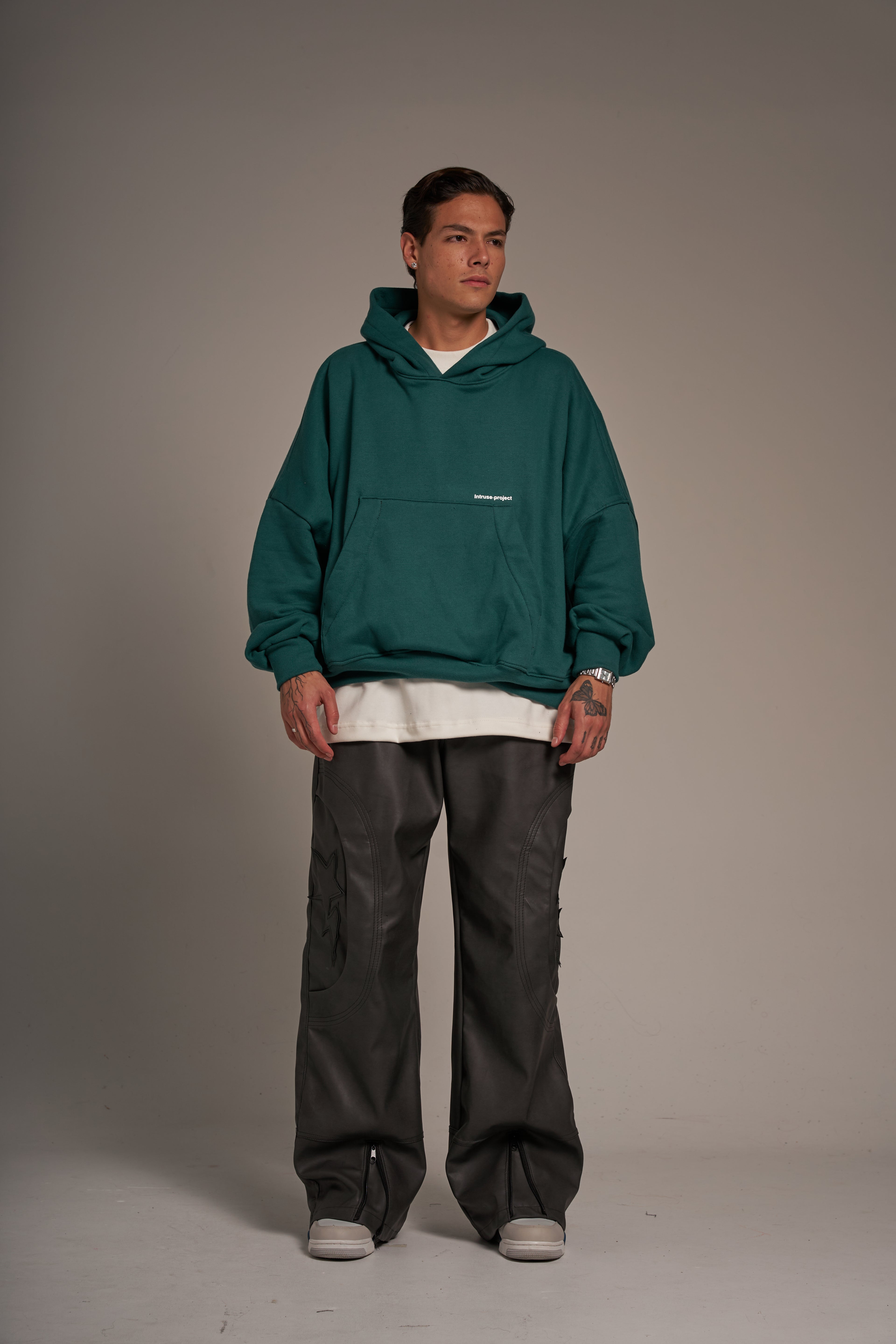 Oversize cropped hoodie V2 verde pino