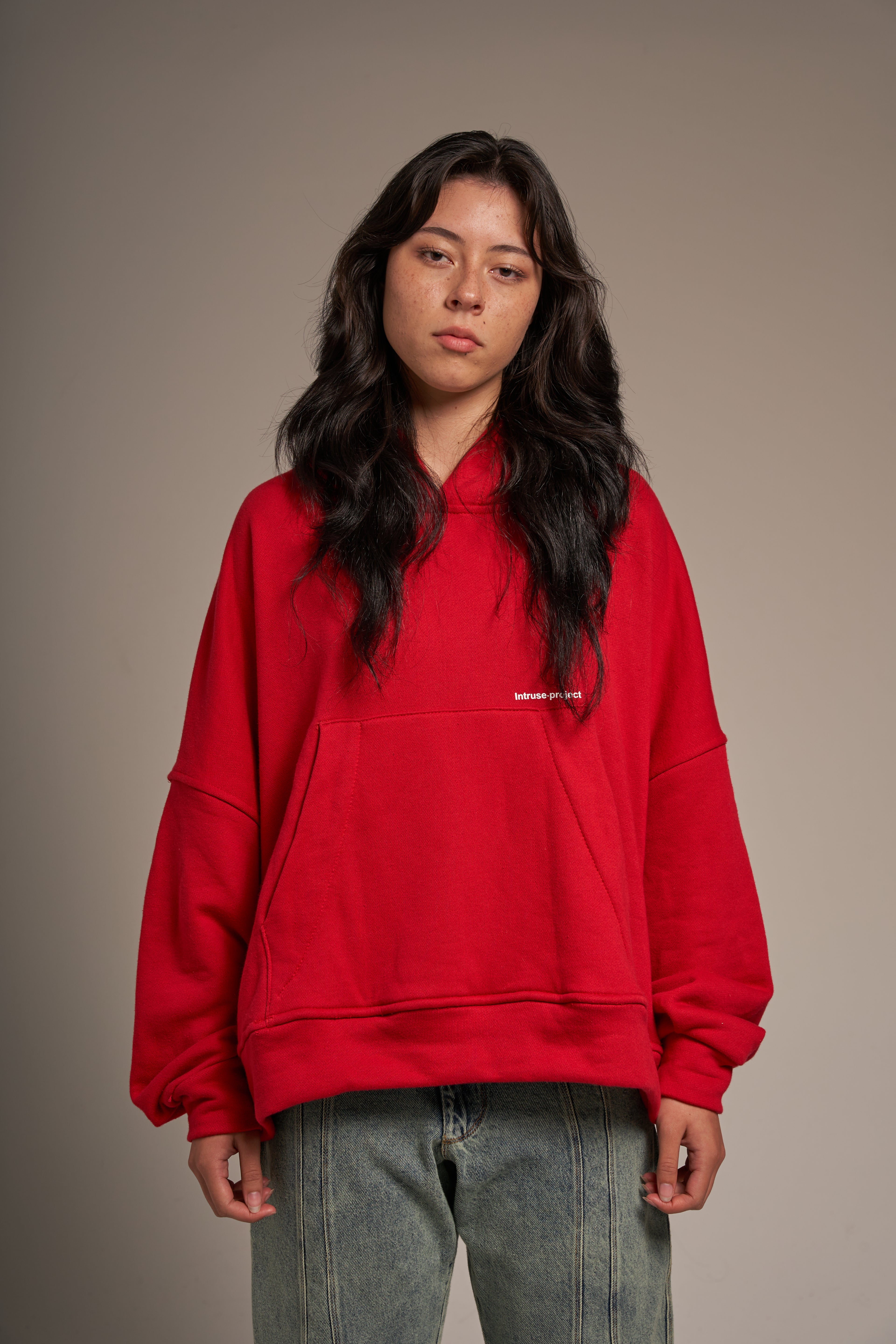 Oversize cropped hoodie V2 rojo
