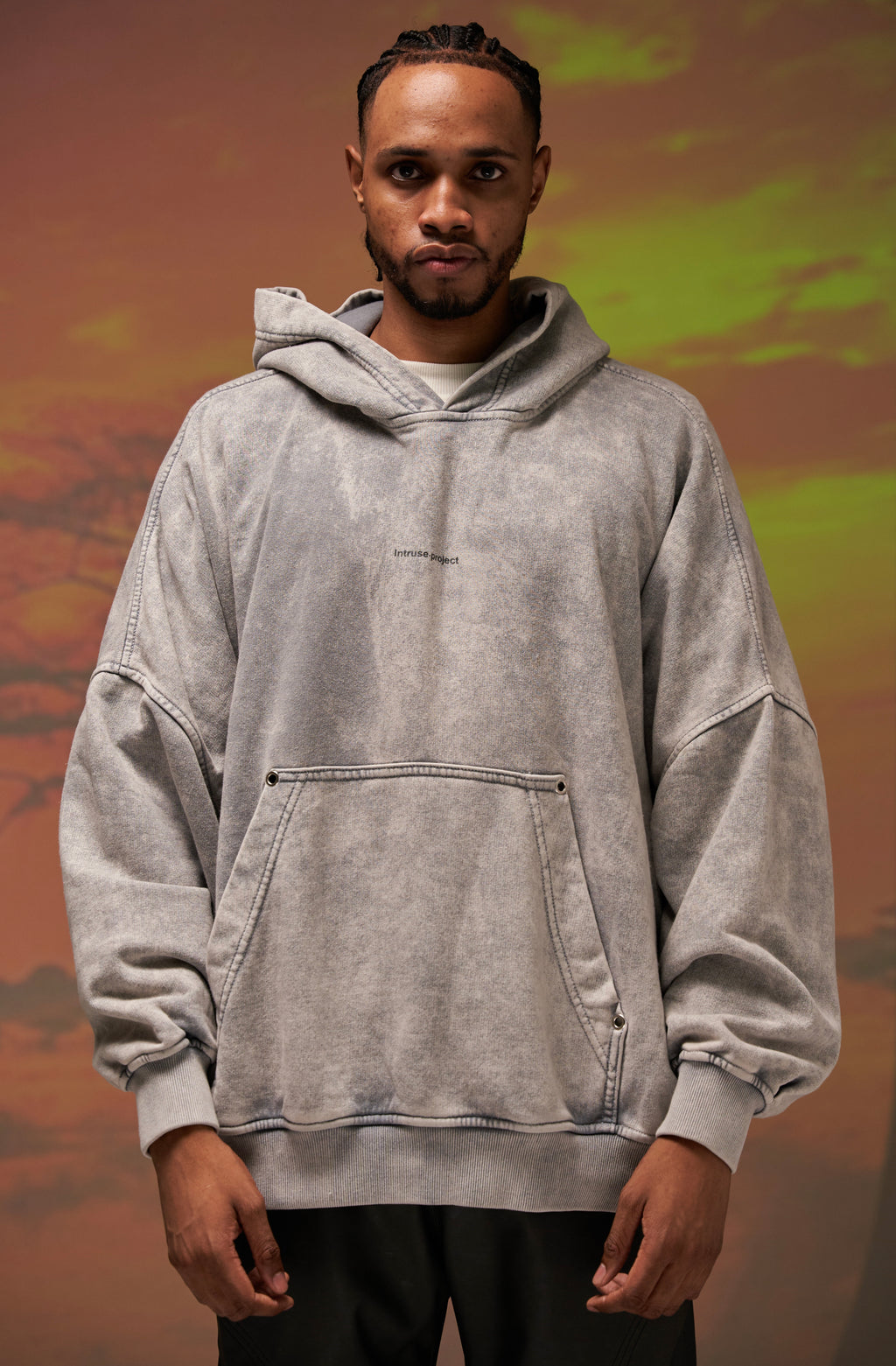 Superstar Grey washed hoodie semi crop