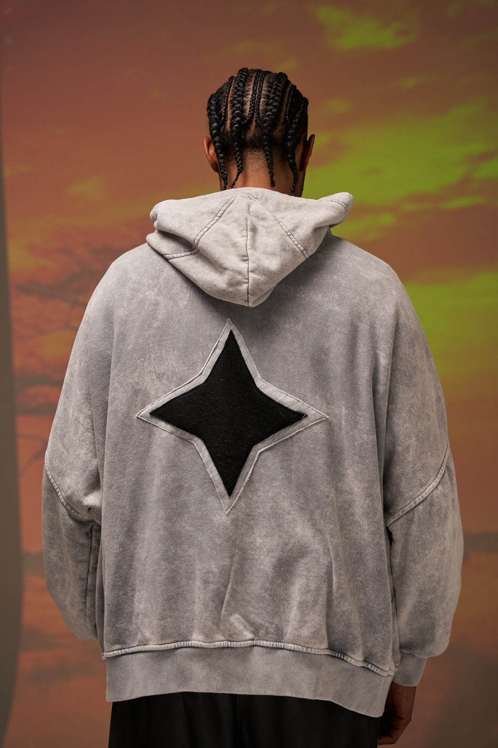 Superstar Grey washed hoodie semi crop