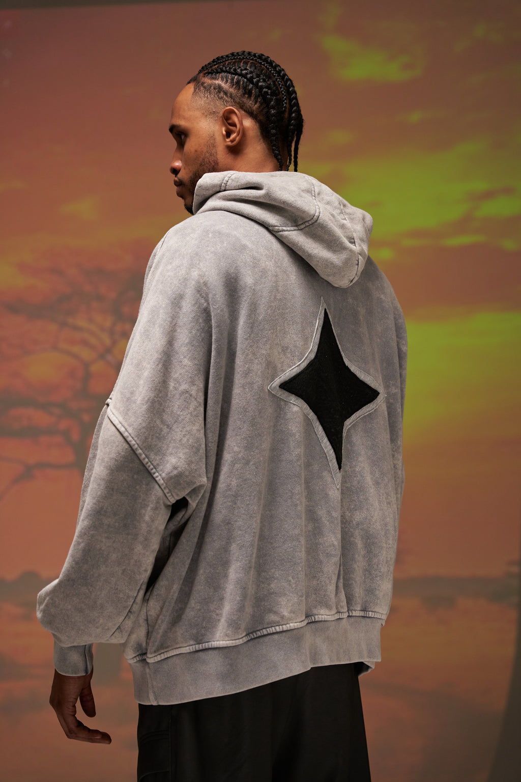 Superstar Grey washed hoodie semi crop