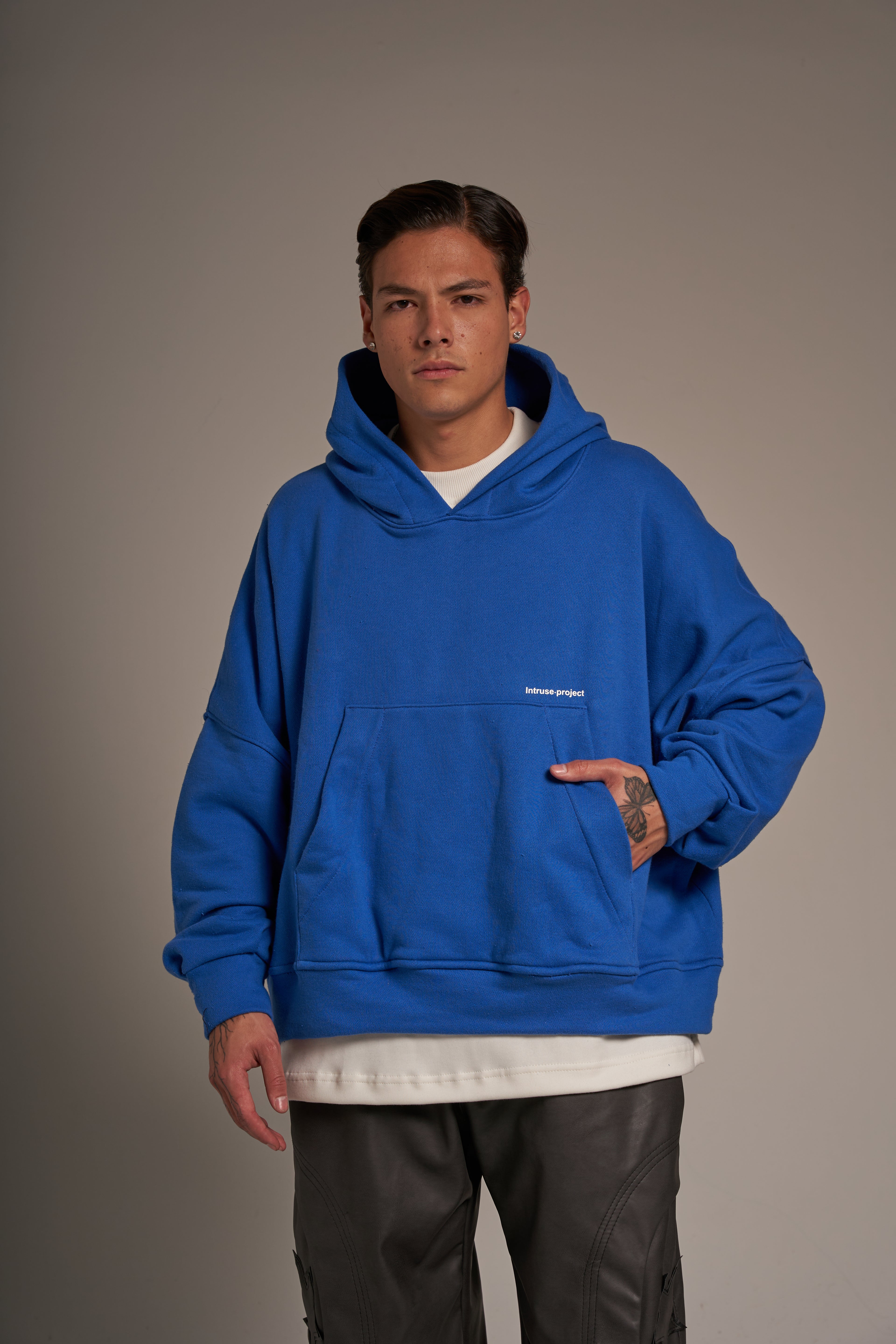 Oversize cropped hoodie V2 azul rey