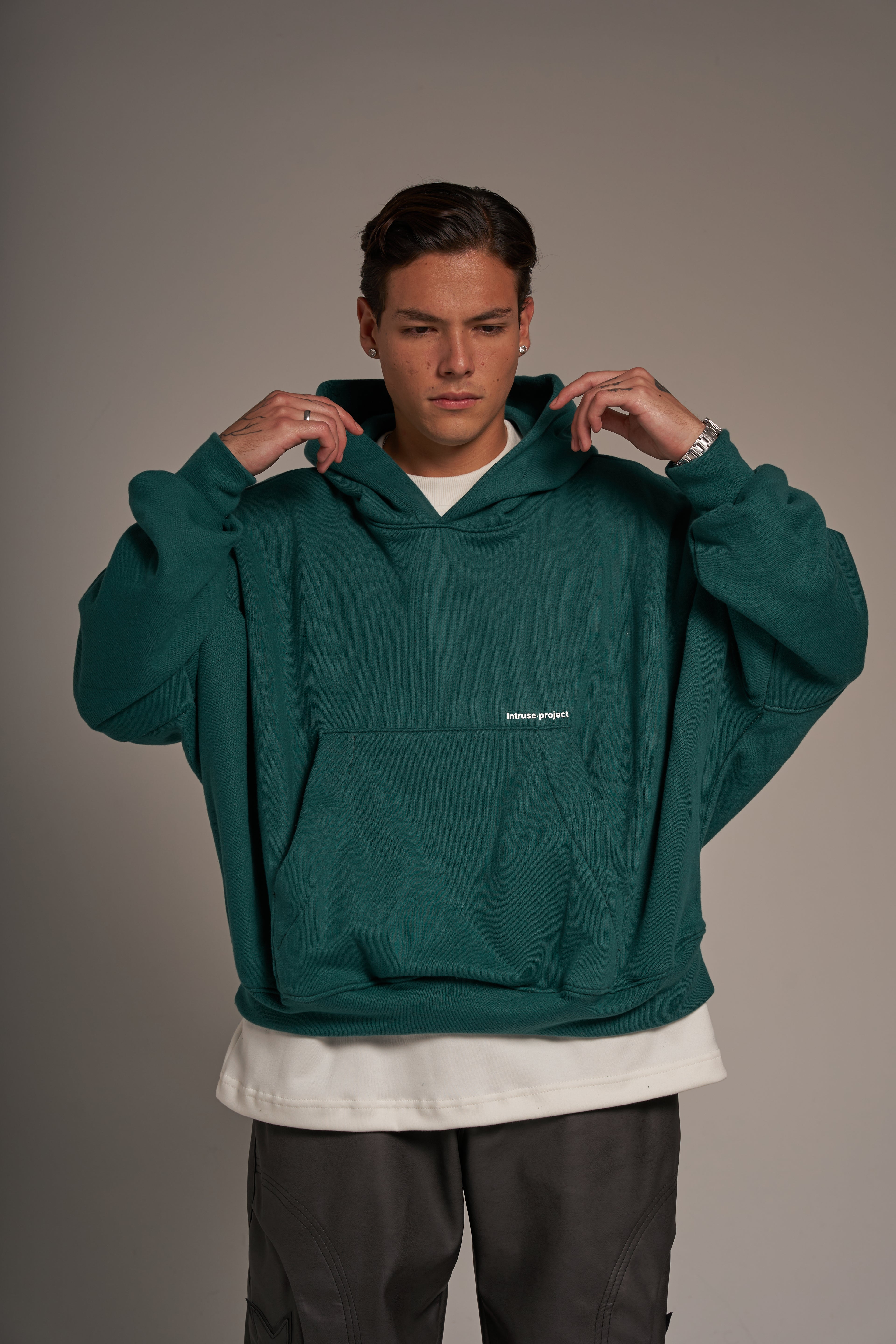 Oversize cropped hoodie V2 verde pino